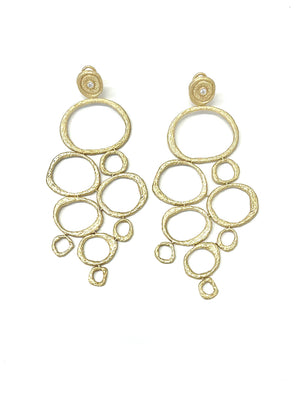Large cluster of textured bubbles designed into earrings, handcrafted in 18k gold.