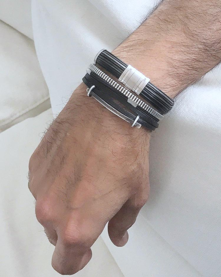 Brant mens cuff bracelet white gold