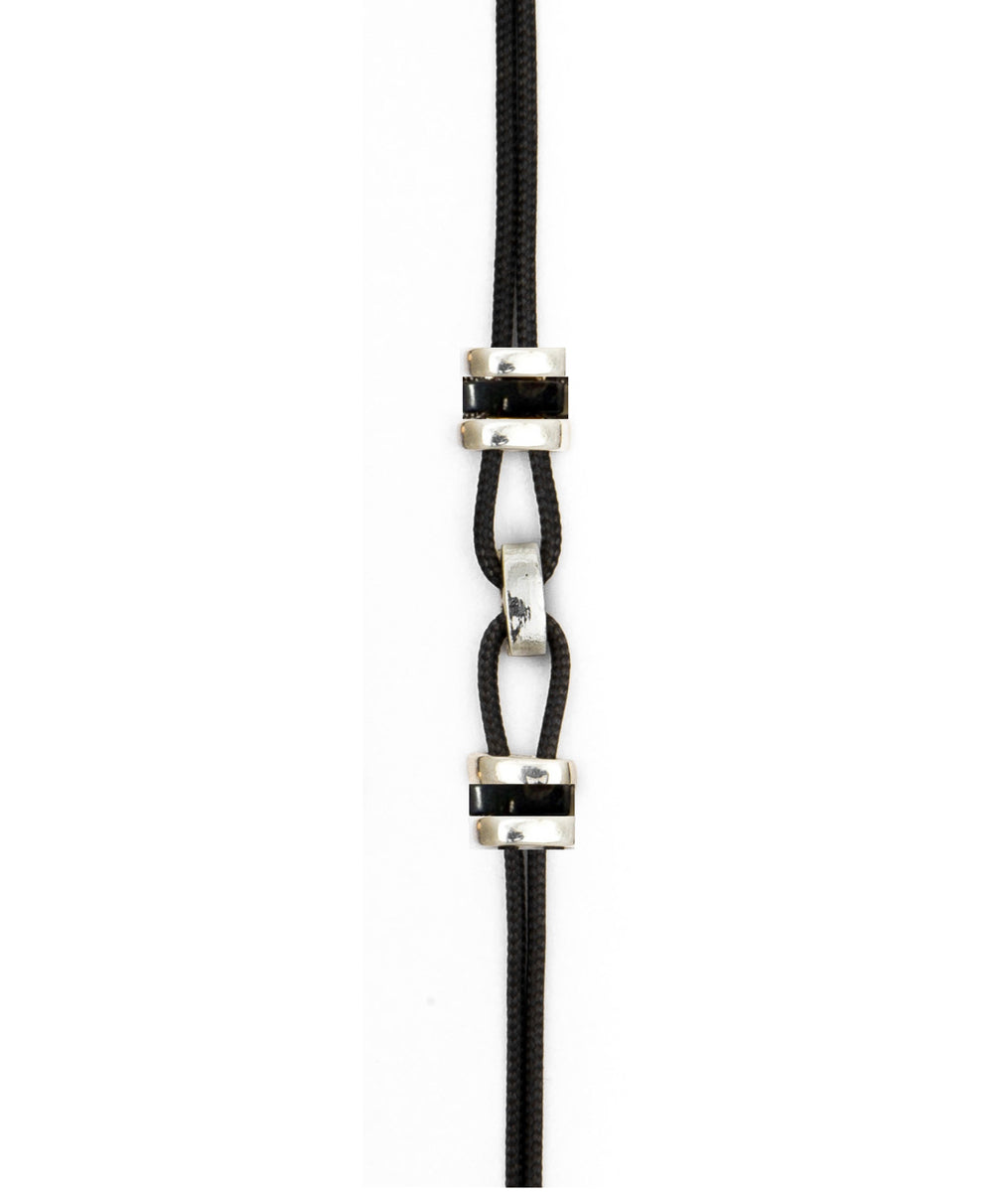 Paracord  bracelet with horn and white gold links. Unisex