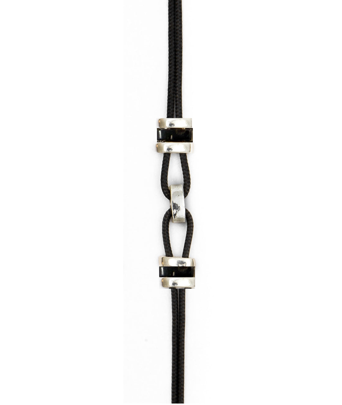 Paracord  bracelet with horn and white gold links. Unisex