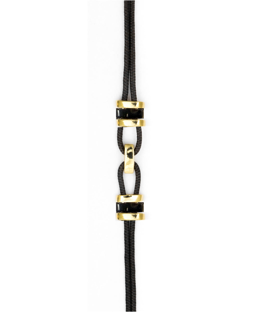 Paracord  bracelet with horn and yellow gold links. Unisex