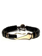 Handmade horn link bracelet with yellow gold hook, waterproof jewelry by ZADEH New York