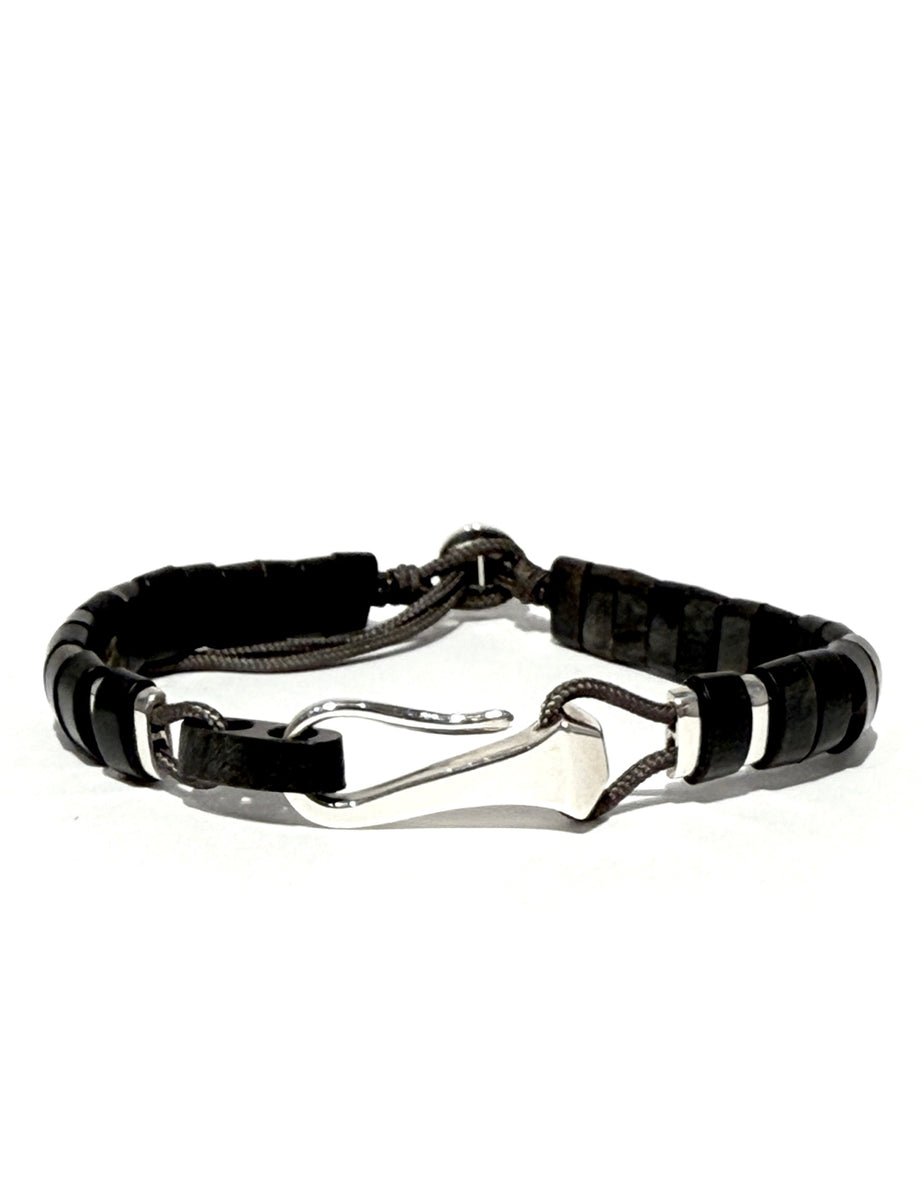 Sterling Silver and Buffalo Horn Hook Bracelet