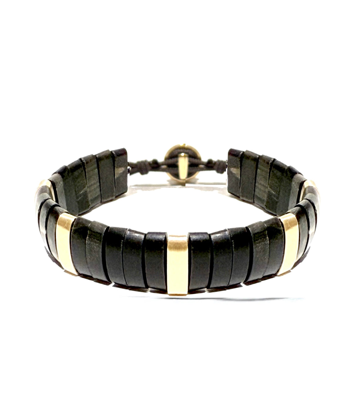 Grant Horn bracelet with yellow gold links