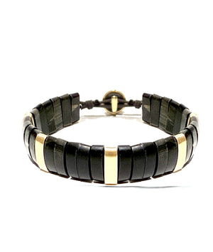 Grant Horn bracelet with yellow gold links