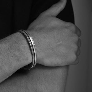 Hugo: Narrow Braided Sterling Silver Cuff Bracelet