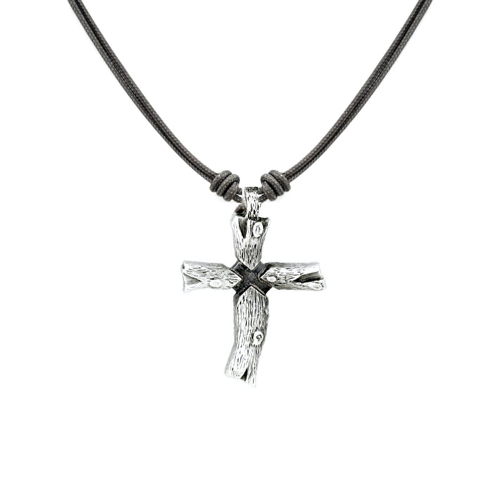 Weston Cross pendant with bark texture