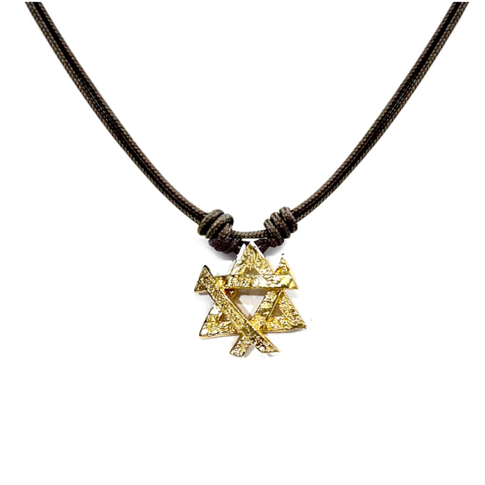 Handcrafted 10K yellow gold Star of David pendant on black parachute cord - ZADEH NY