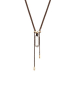 Niru Pendant – 18kt gold oval link pendant with diamonds on gray parachute cord, handmade women’s jewelry by ZADEH