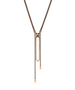 Niru Pendant – 18kt gold oval link pendant with diamonds on gray parachute cord, handmade women’s jewelry by ZADEH
