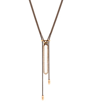 Niru Pendant – 18kt gold oval link pendant with diamonds on gray parachute cord, handmade women’s jewelry by ZADEH