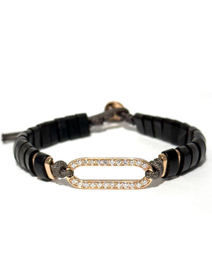 oblong bracelet with diamond Horn links in rose gold 