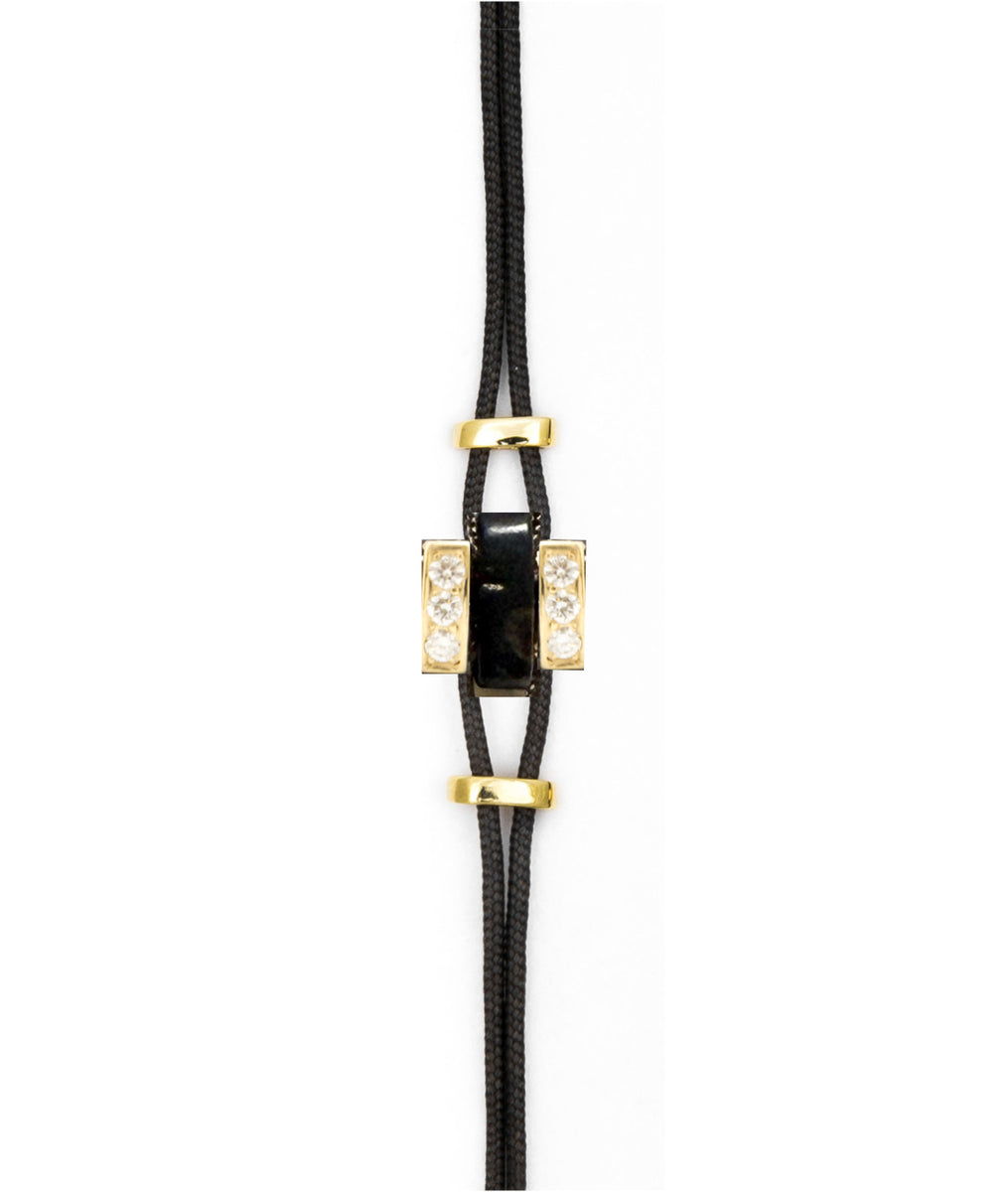 RIO BRACELET IN YELLOW GOLD WITH HORN AND DIAMONDS