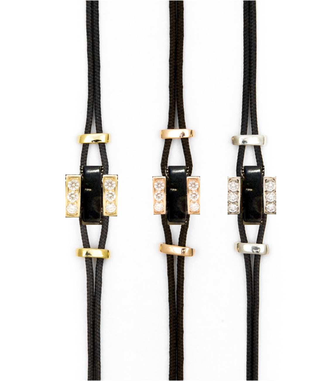 RIO BRACELET ON CORD WITH HORN AND GOLD AND DIAMONDS
