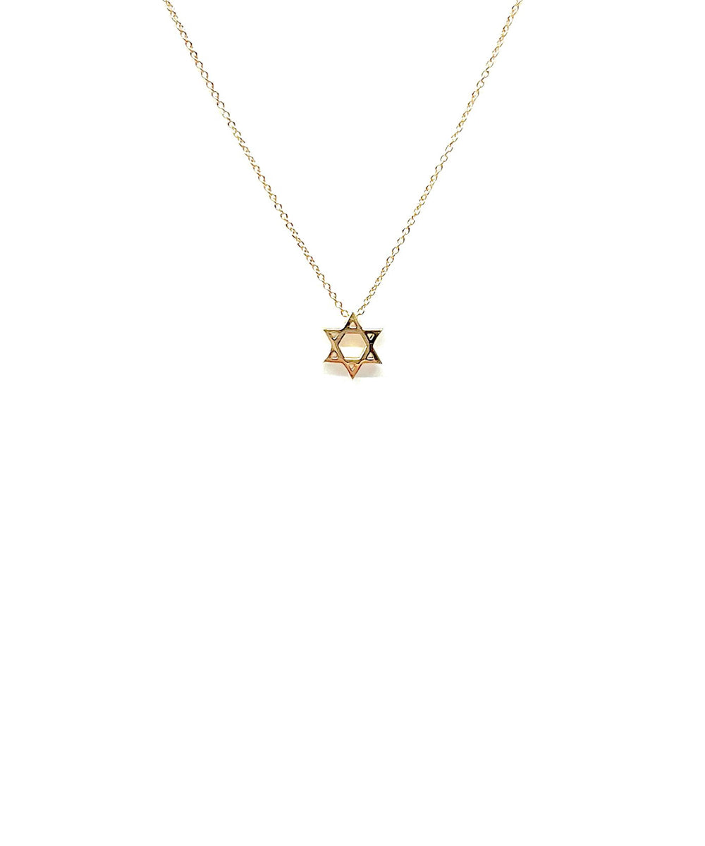 Dainty 18k yellow gold Star of David necklace on delicate chain by ZADEH NY fine jewelry