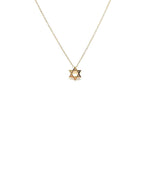 Dainty 18k yellow gold Star of David necklace on delicate chain by ZADEH NY fine jewelry