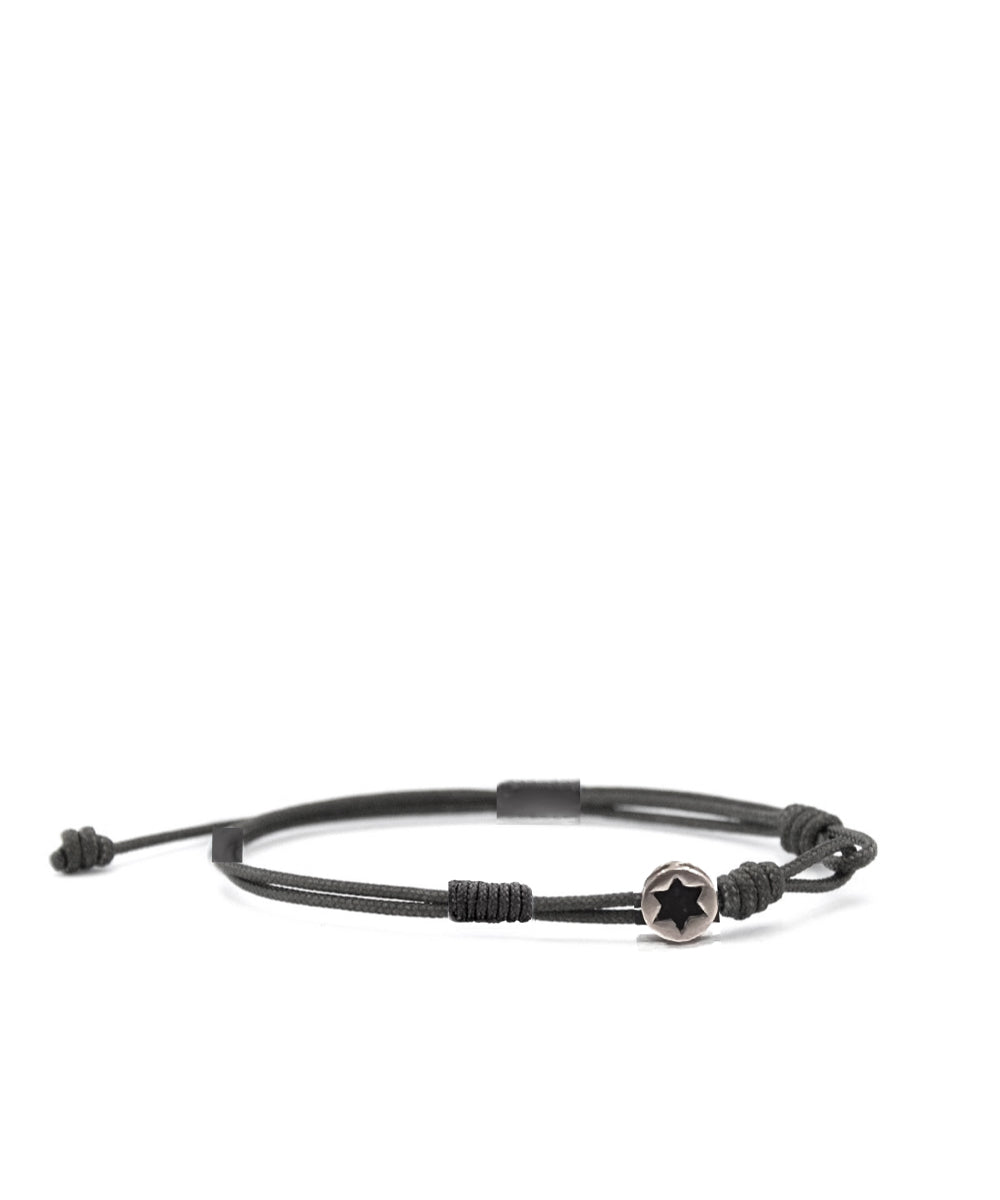ZADEH NY Cayenne gray cord bracelet with 10k white gold Star of David tag