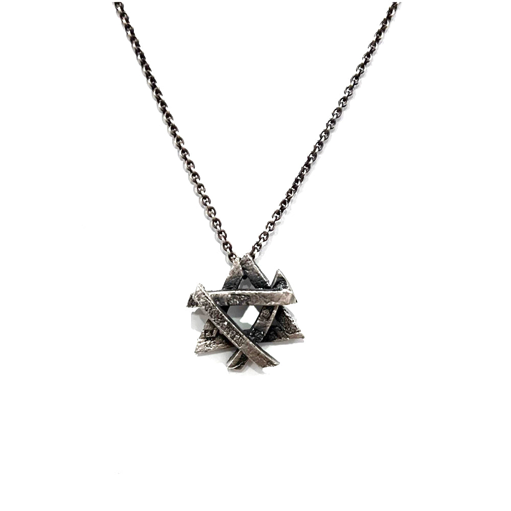Oxidized sterling silver Star of David necklace on chain - ZADEH NY