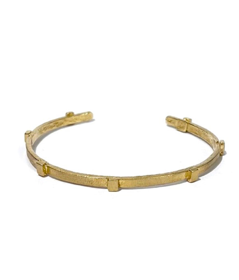 Amos thin rugged yellow gold bracelet cuff designed by ZADEH for men and women