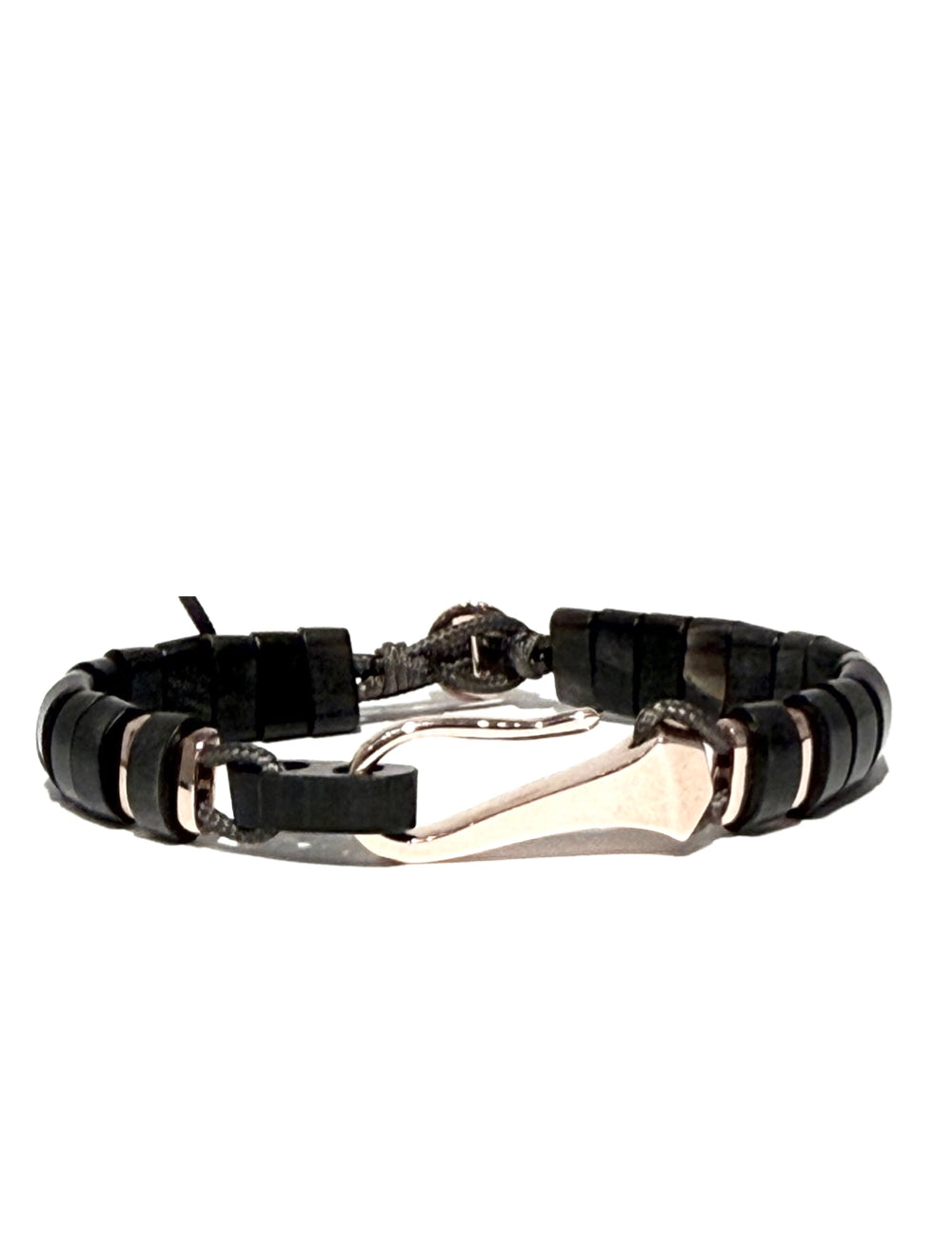 Handmade horn link bracelet with white gold hook, waterproof jewelry by ZADEH New York