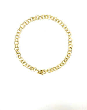 Necklace made of textured links 17" long in 18k solid gold.