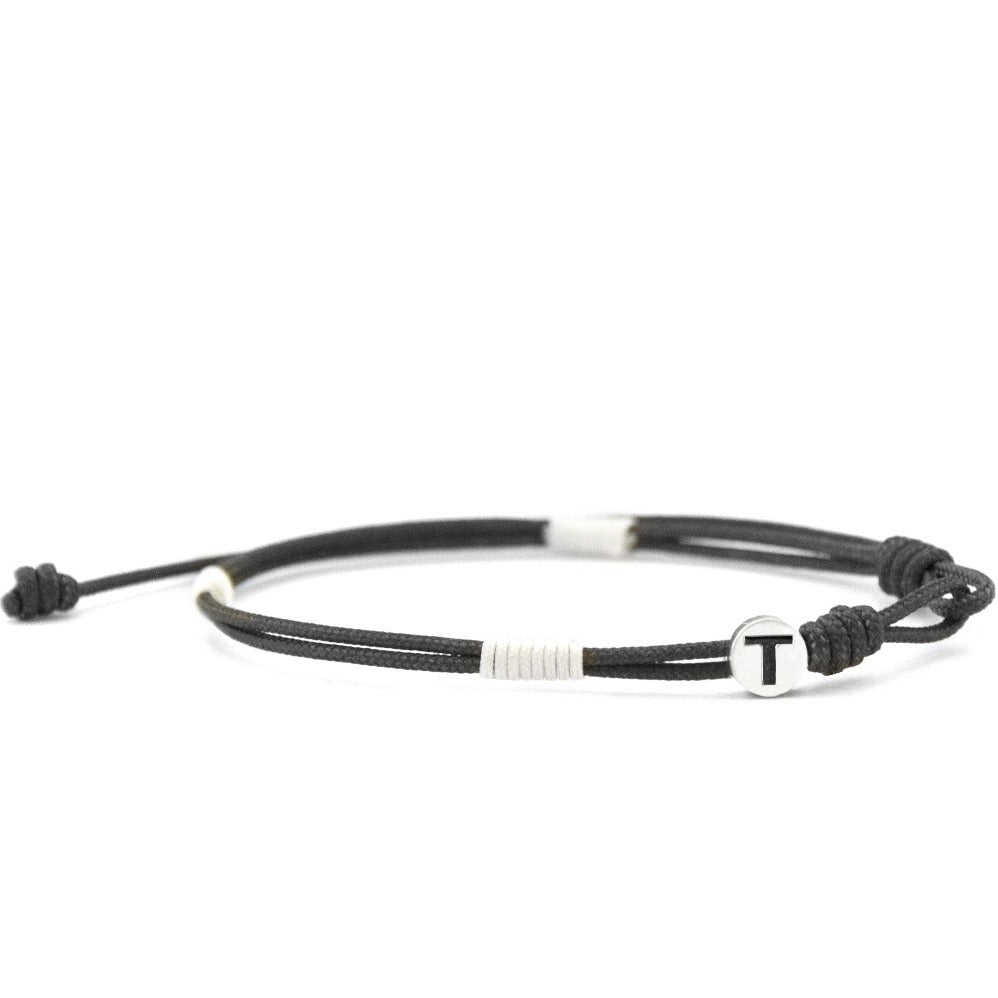 Personal initial "T" Cayenne bracelet handcrafted with our signature parachute cord.
