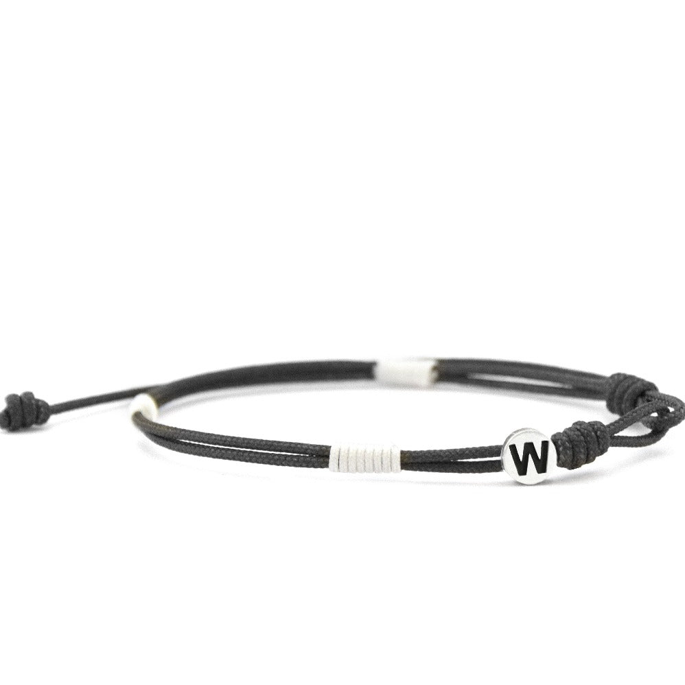 Personal initial "W" Cayenne bracelet handcrafted with our signature parachute cord.