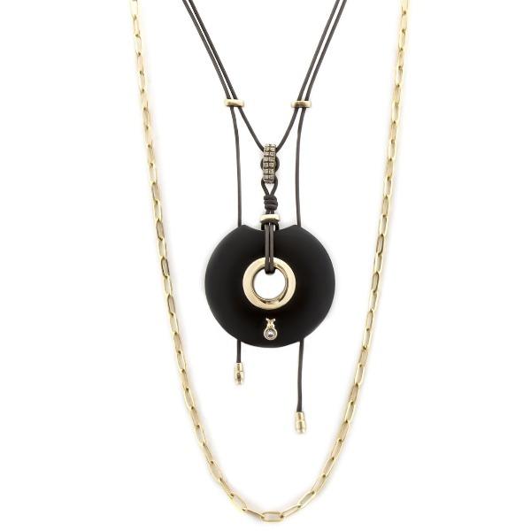 Handcrafted Morado wood pendant with diamonds and 18kt white gold accents, suspended on parachute cord and paired with the Cali chain for a bold, modern statement.