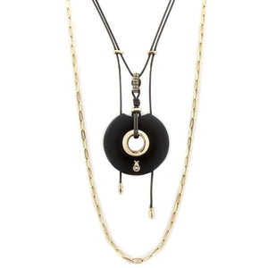 Handcrafted Morado wood pendant with diamonds and 18kt white gold accents, suspended on parachute cord and paired with the Cali chain for a bold, modern statement.