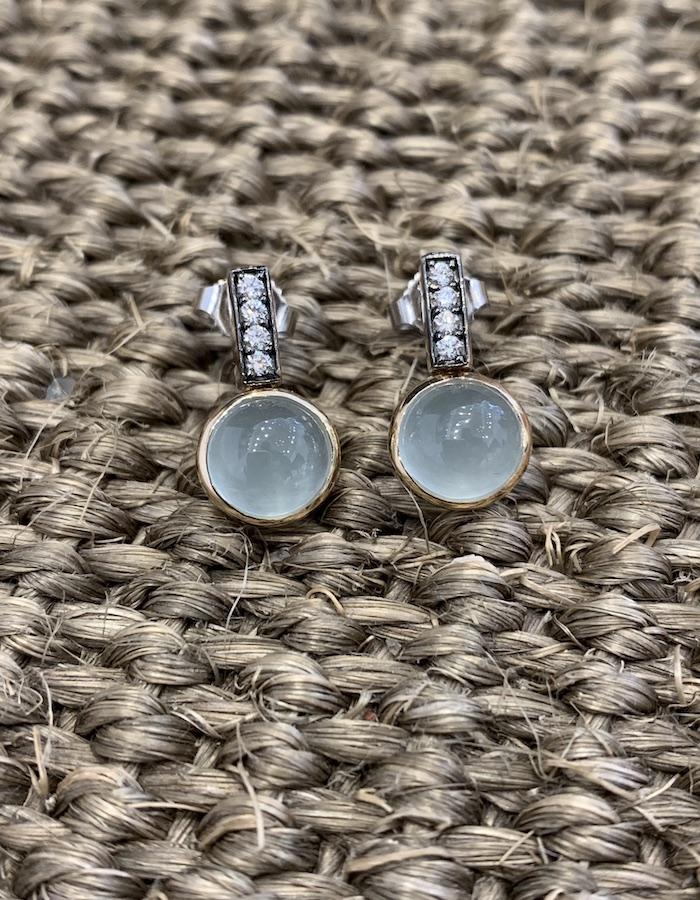 Anya Earrings with diamonds and Aquamarine ZADEH NY 