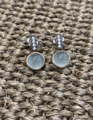 Anya Earrings with diamonds and Aquamarine ZADEH NY 