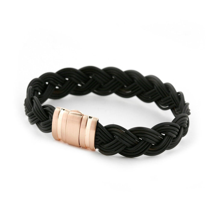Brant Horn braided mens cuff bracelet rose gold