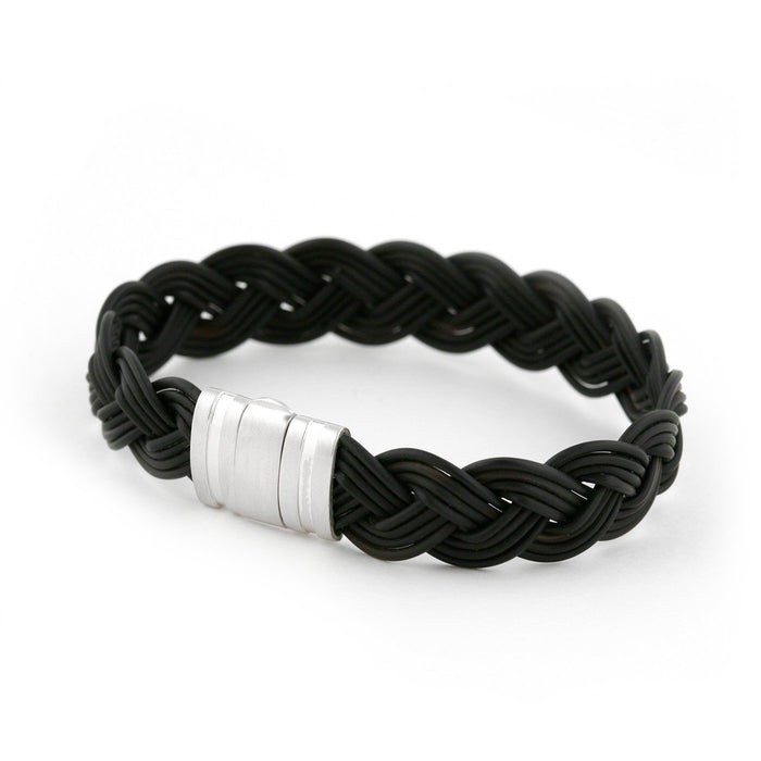Brant horn braided men's cuff bracelet white gold