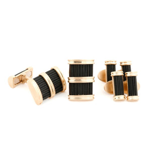 Brant horn cufflinks & studs set in rose gold Zadeh NY 