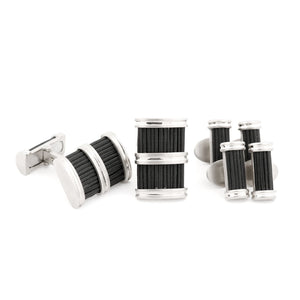 Brant horn cufflinks & studs set in white gold Zadeh NY 