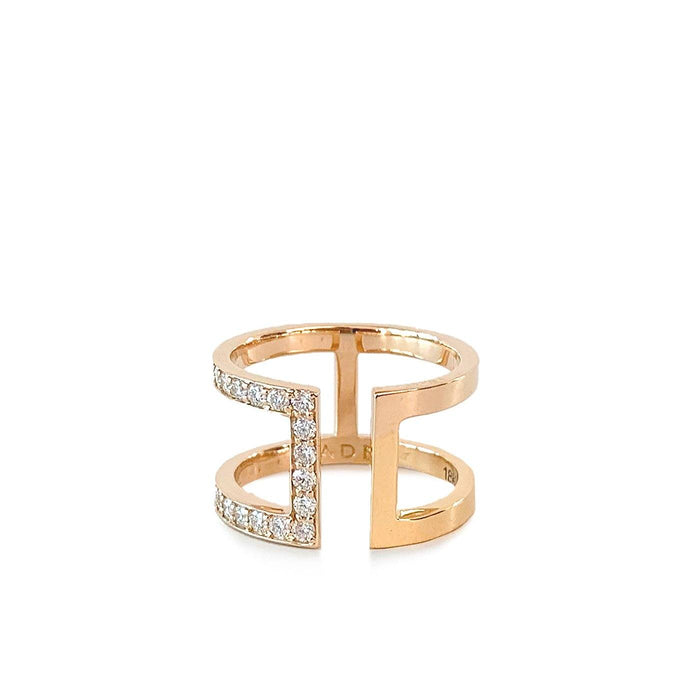 Celine ring 18K Rose Gold | Half diamonds