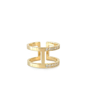 Celine ring yellow gold | half diamonds Zadeh NY Shop 