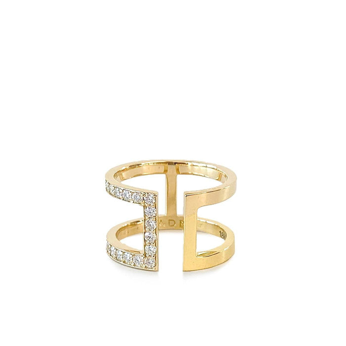 Celine ring 18K yellow gold | half diamonds