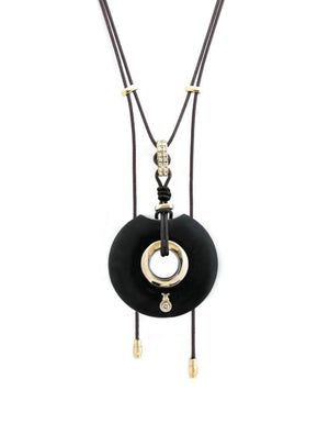 Discover our handcrafted Morado wood pendant necklace with a 0.10ct diamond and 18kt white gold accents, suspended on durable parachute cord—luxury meets modern design.
