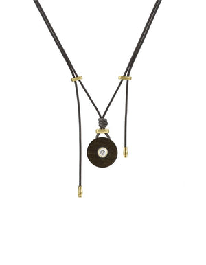 Marla DIAMOND pendant with horn draped on parachute cord Zadeh NY 