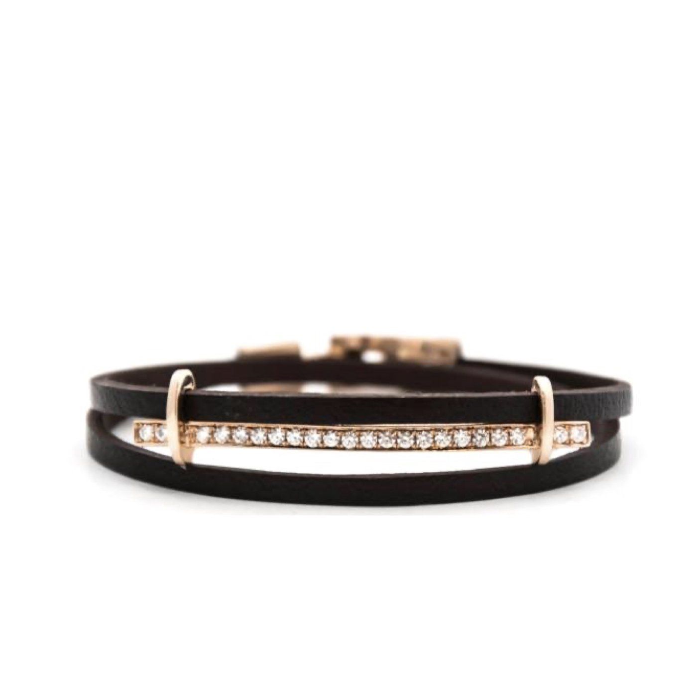 San remo leather bracelet rose gold & diamonds Bracelets Zadeh NY 