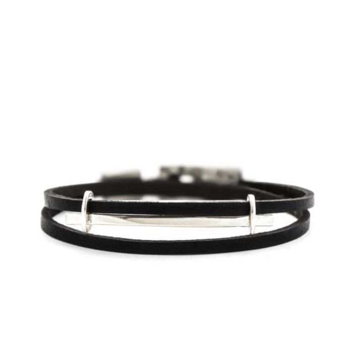 San Remo Leather Sterling Silver Bracelet