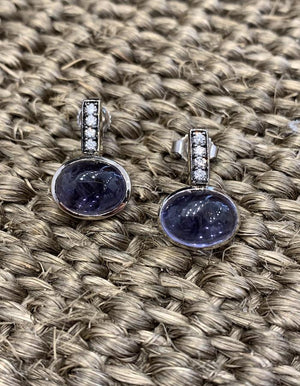 Zoe earrings Iolite cabochon earrings ZADEH NY 